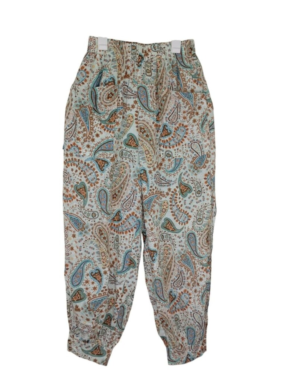 Paisley Print Pants By Mainstrip Elastic Waist Pockets Boho Womens Size S Hippie